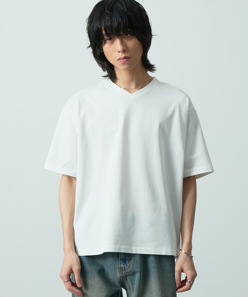 CIYOT（シヨウト）の「＜接触冷感＞クールハイゲージコットンレギュラーフィット  Vネック Tシャツ 【CIYOT】（Tシャツ/カットソー・メンズ・グレイッシュブルー/ブラック/チャコール/ホワイト/ライトグレー系/ブラウン・S/M/L）」の9枚目の写真