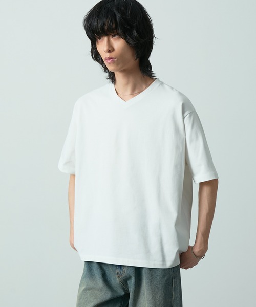 CIYOT（シヨウト）の「＜接触冷感＞クールハイゲージコットンレギュラーフィット  Vネック Tシャツ 【CIYOT】（Tシャツ/カットソー・メンズ・グレイッシュブルー/ブラック/チャコール/ホワイト/ライトグレー系/ブラウン・S/M/L）」の10枚目の写真