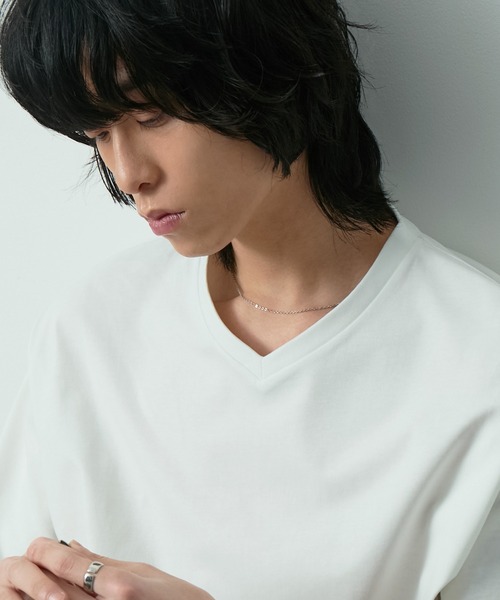 CIYOT（シヨウト）の「＜接触冷感＞クールハイゲージコットンレギュラーフィット  Vネック Tシャツ 【CIYOT】（Tシャツ/カットソー・メンズ・グレイッシュブルー/ブラック/チャコール/ホワイト/ライトグレー系/ブラウン・S/M/L）」の12枚目の写真