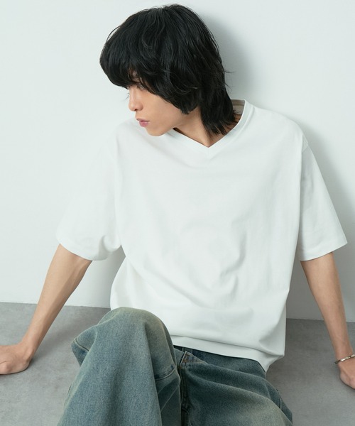 CIYOT（シヨウト）の「＜接触冷感＞クールハイゲージコットンレギュラーフィット  Vネック Tシャツ 【CIYOT】（Tシャツ/カットソー・メンズ・グレイッシュブルー/ブラック/チャコール/ホワイト/ライトグレー系/ブラウン・S/M/L）」の13枚目の写真