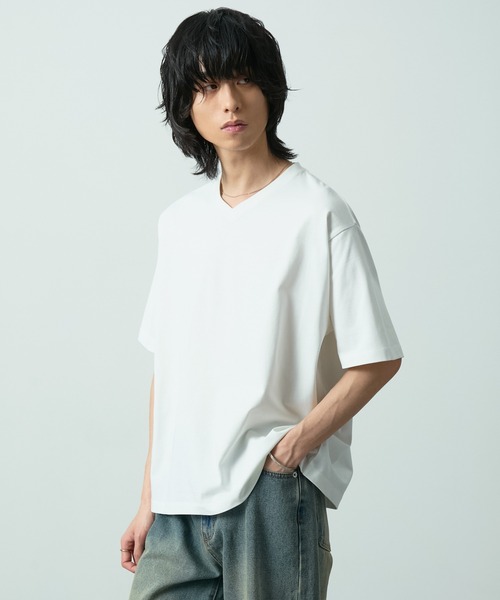 CIYOT（シヨウト）の「＜接触冷感＞クールハイゲージコットンレギュラーフィット  Vネック Tシャツ 【CIYOT】（Tシャツ/カットソー・メンズ・グレイッシュブルー/ブラック/チャコール/ホワイト/ライトグレー系/ブラウン・S/M/L）」の14枚目の写真