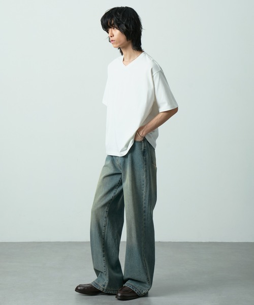 CIYOT（シヨウト）の「＜接触冷感＞クールハイゲージコットンレギュラーフィット  Vネック Tシャツ 【CIYOT】（Tシャツ/カットソー・メンズ・グレイッシュブルー/ブラック/チャコール/ホワイト/ライトグレー系/ブラウン・S/M/L）」の16枚目の写真
