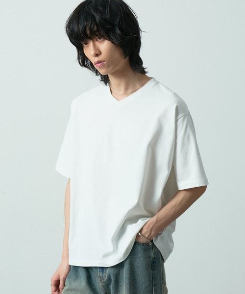 CIYOT（シヨウト）の「＜接触冷感＞クールハイゲージコットンレギュラーフィット  Vネック Tシャツ 【CIYOT】（Tシャツ/カットソー・メンズ・グレイッシュブルー/ブラック/チャコール/ホワイト/ライトグレー系/ブラウン・S/M/L）」の18枚目の写真