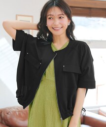 【タイムセール】アタッチメント　グラデーションジャガードノーカラーブルゾン メッシュジャガードノーカラーブルゾン（ブルゾン）｜Tiaclasse