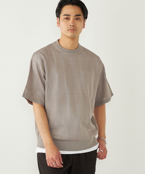 SHIPS Colors(シップス カラーズ)の「【WEB限定】SHIPS Colors:〈手洗い可能〉リネンタッチ 針抜き ニット◇(ニット/セーター・メンズ・グレー/オフホワイト/ネイビー・X-LARGE/LARGE/MEDIUM)」の12枚目の写真