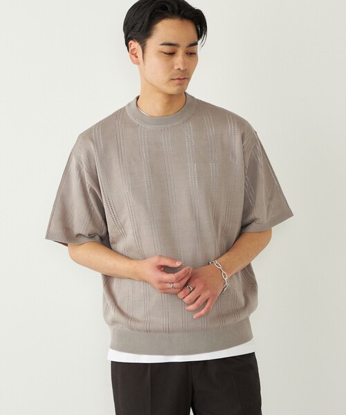 SHIPS Colors(シップス カラーズ)の「【WEB限定】SHIPS Colors:〈手洗い可能〉リネンタッチ 針抜き ニット◇(ニット/セーター・メンズ・グレー/オフホワイト/ネイビー・X-LARGE/LARGE/MEDIUM)」の13枚目の写真