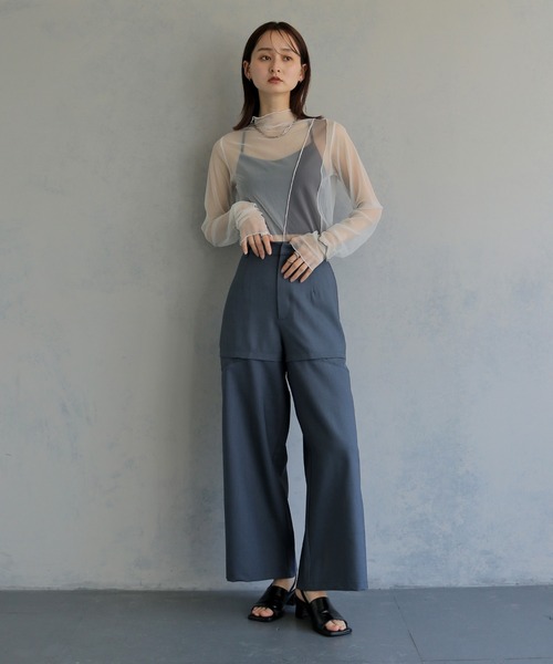 &g'aime(アンジェム)の「【&g'aime 】バイカラーシアータートル Bicolor Sheer Turtleneck(Tシャツ/カットソー・レディース・ブラック/グレー/オフホワイト・FREE)」の7枚目の写真