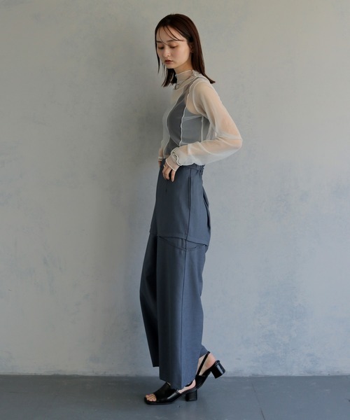 &g'aime(アンジェム)の「【&g'aime 】バイカラーシアータートル Bicolor Sheer Turtleneck(Tシャツ/カットソー・レディース・ブラック/グレー/オフホワイト・FREE)」の14枚目の写真