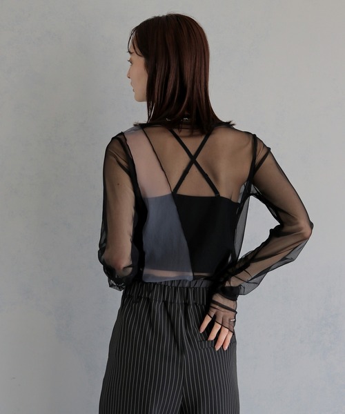 &g'aime(アンジェム)の「【&g'aime 】バイカラーシアータートル Bicolor Sheer Turtleneck(Tシャツ/カットソー・レディース・ブラック/グレー/オフホワイト・FREE)」の21枚目の写真