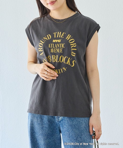 GOOD ROCK SPEED(グッドロックスピード)の「【GOOD ROCK SPEED】NYC ロゴプリント ノースリーブTシャツ(Tシャツ/カットソー・レディース・ホワイト/ブラック・F)」の3枚目の写真
