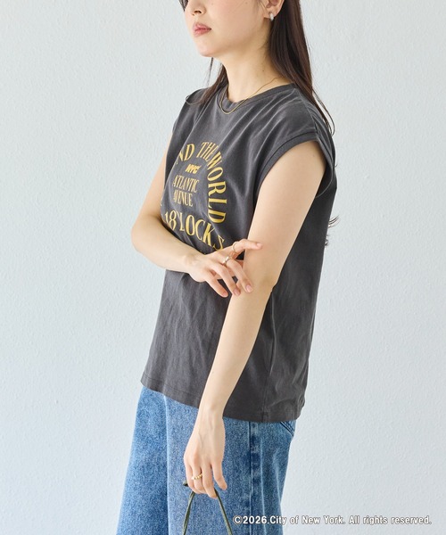 GOOD ROCK SPEED(グッドロックスピード)の「【GOOD ROCK SPEED】NYC ロゴプリント ノースリーブTシャツ(Tシャツ/カットソー・レディース・ホワイト/ブラック・F)」の5枚目の写真