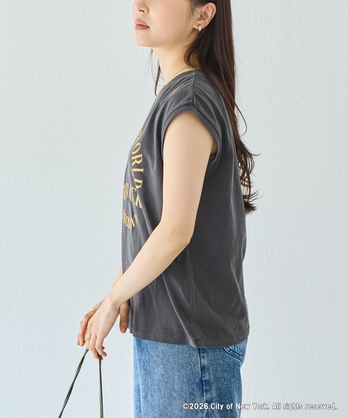 GOOD ROCK SPEED(グッドロックスピード)の「【GOOD ROCK SPEED】NYC ロゴプリント ノースリーブTシャツ(Tシャツ/カットソー・レディース・ホワイト/ブラック・F)」の6枚目の写真