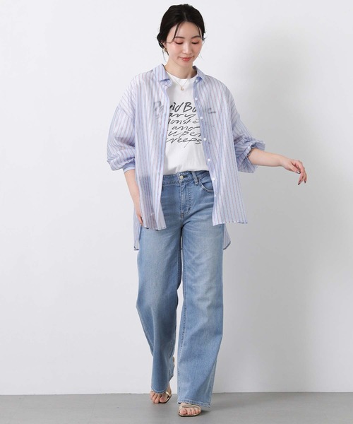 Gready Brilliant(グレディブリリアン)の「シアーカラーストライプシャツ(シャツ/ブラウス・レディース・ブルー系/ピンク系・38)」の6枚目の写真