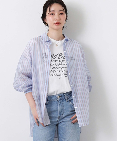 Gready Brilliant(グレディブリリアン)の「シアーカラーストライプシャツ(シャツ/ブラウス・レディース・ブルー系/ピンク系・38)」の7枚目の写真