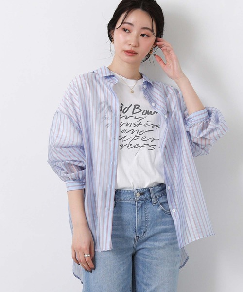 Gready Brilliant(グレディブリリアン)の「シアーカラーストライプシャツ(シャツ/ブラウス・レディース・ブルー系/ピンク系・38)」の10枚目の写真