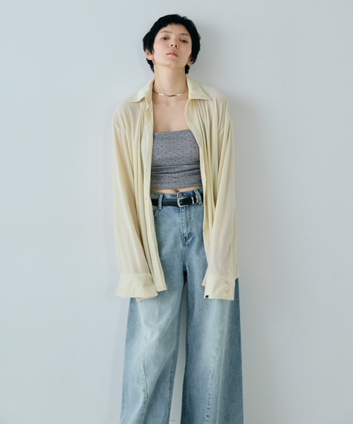 VION(ヴィオン)の「カップインマイクロドットキャミ / Cup in Micro Dot Cami(キャミソール・レディース・グレー/ブラック/ホワイト・FREE)」の7枚目の写真