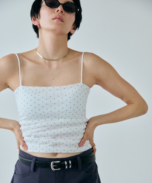 VION(ヴィオン)の「カップインマイクロドットキャミ / Cup in Micro Dot Cami(キャミソール・レディース・グレー/ブラック/ホワイト・FREE)」の8枚目の写真