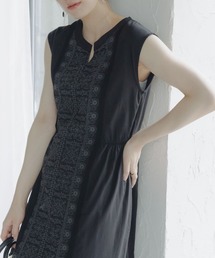高身長　綿１００％フロント刺しゅうデザインワンピース（トールサイズ）Essenave