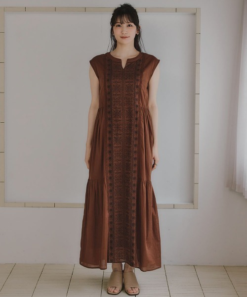 slattgir(スラットジール)の「高身長 綿100%フロント刺しゅうデザインワンピース(トールサイズ)Essenave(ワンピース・レディース・ブラウン/ブラック・T3L/T4L/T5L/TM/TL/TLL)」の16枚目の写真