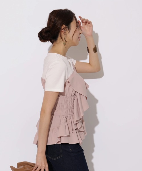 JUSGLITTY(ジャスグリッティー)の「ビスチェカットチュニック(Tシャツ/カットソー・レディース・ピンク/ブラック・2)」の10枚目の写真