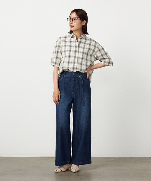 COMME CA ISM(コムサイズム)の「サッカーチェックシャツ(シャツ/ブラウス・レディース・ブラック系/ホワイト系・LARGE/MEDIUM)」の11枚目の写真