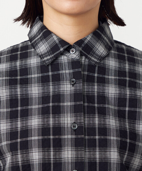 COMME CA ISM(コムサイズム)の「サッカーチェックシャツ(シャツ/ブラウス・レディース・ブラック系/ホワイト系・LARGE/MEDIUM)」の13枚目の写真
