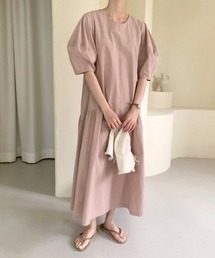 Uネックロングワンピース