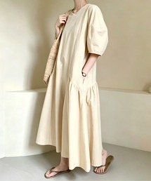 Uネックロングワンピース
