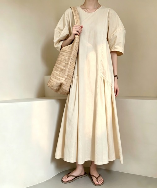 FAVORITO(ファヴォリート)の「Uネックロングワンピース(ワンピース・レディース・ピンク/モカ・L/M)」の7枚目の写真
