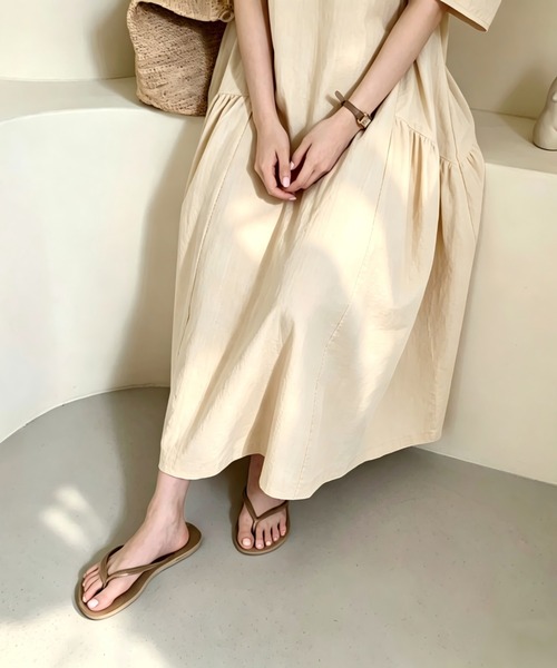 FAVORITO(ファヴォリート)の「Uネックロングワンピース(ワンピース・レディース・ピンク/モカ・L/M)」の10枚目の写真