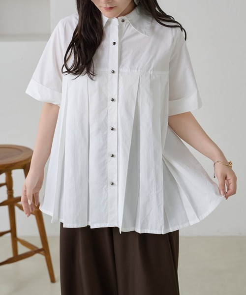 apres jour clair(アプレジュールクレア)の「【apres jour clair】プリーツデザインチュニックシャツ(シャツ/ブラウス・レディース・オフホワイト/ミント/ピンクベージュ/ブルー系その他・フリー/X-LARGE)」の18枚目の写真