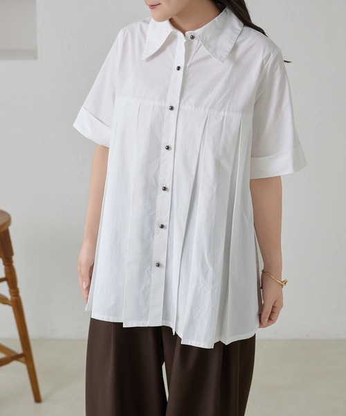 apres jour clair(アプレジュールクレア)の「【apres jour clair】プリーツデザインチュニックシャツ(シャツ/ブラウス・レディース・オフホワイト/ミント/ピンクベージュ/ブルー系その他・フリー/X-LARGE)」の20枚目の写真