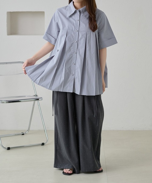 apres jour clair(アプレジュールクレア)の「【apres jour clair】プリーツデザインチュニックシャツ(シャツ/ブラウス・レディース・オフホワイト/ミント/ピンクベージュ/ブルー系その他・フリー/X-LARGE)」の14枚目の写真