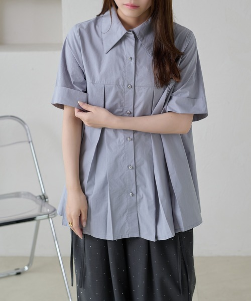 apres jour clair(アプレジュールクレア)の「【apres jour clair】プリーツデザインチュニックシャツ(シャツ/ブラウス・レディース・オフホワイト/ミント/ピンクベージュ/ブルー系その他・フリー/X-LARGE)」の12枚目の写真