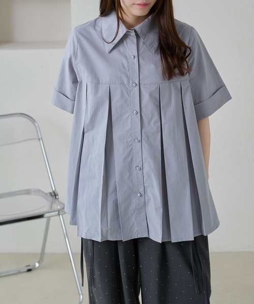apres jour clair(アプレジュールクレア)の「【apres jour clair】プリーツデザインチュニックシャツ(シャツ/ブラウス・レディース・オフホワイト/ミント/ピンクベージュ/ブルー系その他・フリー/X-LARGE)」の8枚目の写真