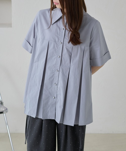 apres jour clair(アプレジュールクレア)の「【apres jour clair】プリーツデザインチュニックシャツ(シャツ/ブラウス・レディース・オフホワイト/ミント/ピンクベージュ/ブルー系その他・フリー/X-LARGE)」の9枚目の写真
