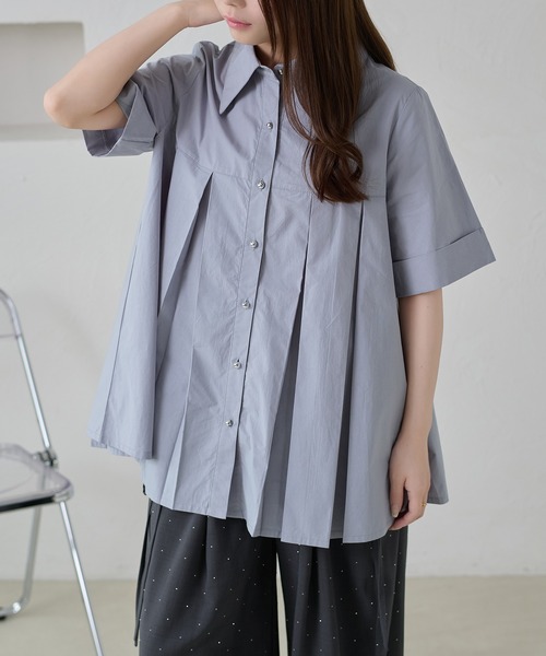 apres jour clair(アプレジュールクレア)の「【apres jour clair】プリーツデザインチュニックシャツ(シャツ/ブラウス・レディース・オフホワイト/ミント/ピンクベージュ/ブルー系その他・フリー/X-LARGE)」の11枚目の写真