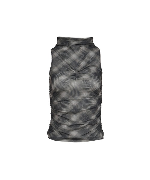 BOHEMSEO（ボヘミアンソウル）の「HALF NECK SHIRRING SLEEVELESS（その他トップス・メンズ・ブラック/チェック・OS）」の3枚目の写真