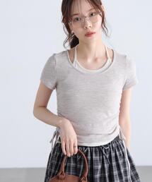 ◇ホルターネックレイヤードサイドドロスト半袖カットソー
