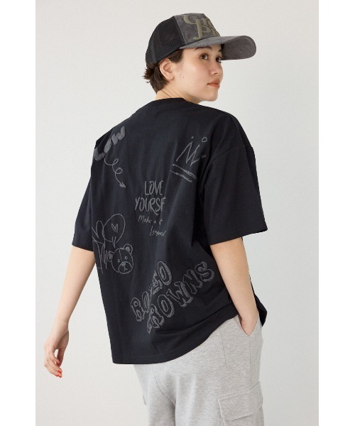 RODEO CROWNS WIDE BOWL(ロデオクラウンズワイドボウル)の「クレヨンタッチ同色発泡プリントTシャツ(Tシャツ/カットソー・レディース・ライトグリーン/オレンジ/ブラック/オフホワイト・MEDIUM/LARGE)」の17枚目の写真