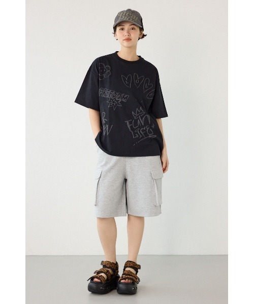 RODEO CROWNS WIDE BOWL(ロデオクラウンズワイドボウル)の「クレヨンタッチ同色発泡プリントTシャツ(Tシャツ/カットソー・レディース・ライトグリーン/オレンジ/ブラック/オフホワイト・MEDIUM/LARGE)」の18枚目の写真
