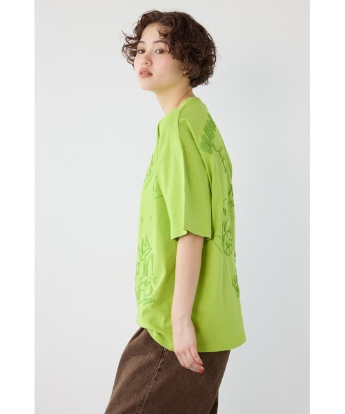 RODEO CROWNS WIDE BOWL(ロデオクラウンズワイドボウル)の「クレヨンタッチ同色発泡プリントTシャツ(Tシャツ/カットソー・レディース・ライトグリーン/オレンジ/ブラック/オフホワイト・MEDIUM/LARGE)」の6枚目の写真