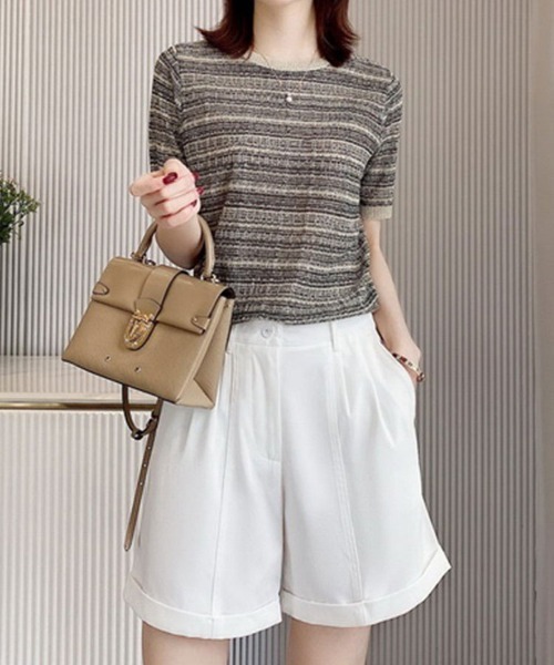 Flugge(フラッジー)の「半袖ジャガードトップス(Tシャツ/カットソー・レディース・ベージュ・MEDIUM/LARGE)」の8枚目の写真