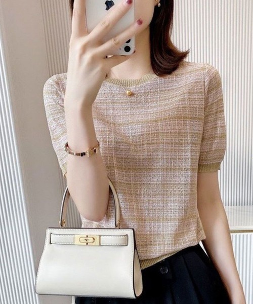 Flugge(フラッジー)の「半袖ジャガードトップス(Tシャツ/カットソー・レディース・ベージュ・MEDIUM/LARGE)」の10枚目の写真