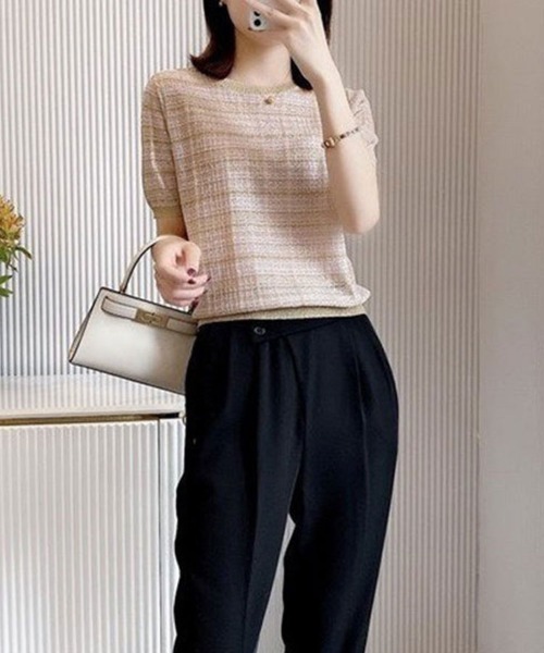 Flugge(フラッジー)の「半袖ジャガードトップス(Tシャツ/カットソー・レディース・ベージュ・MEDIUM/LARGE)」の5枚目の写真