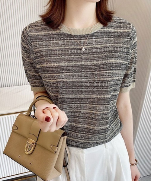 Flugge(フラッジー)の「半袖ジャガードトップス(Tシャツ/カットソー・レディース・ベージュ・MEDIUM/LARGE)」の6枚目の写真