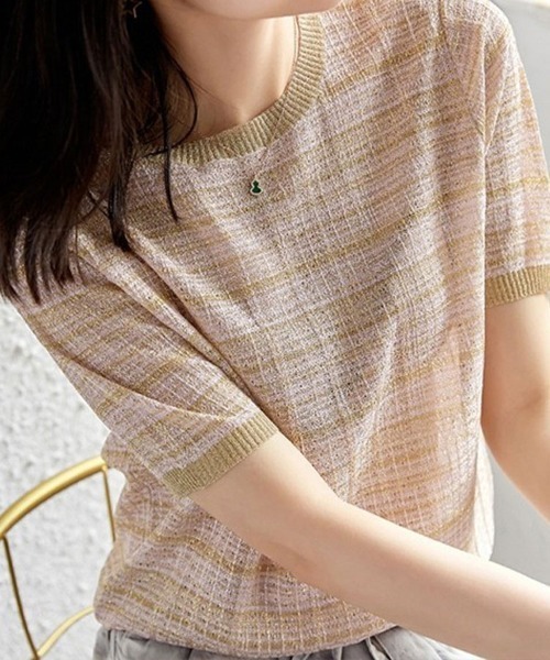 Flugge(フラッジー)の「半袖ジャガードトップス(Tシャツ/カットソー・レディース・ベージュ・MEDIUM/LARGE)」の7枚目の写真