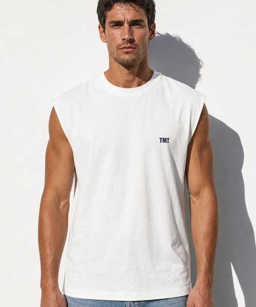 TMT(ティーエムティー)の「DRY COTTON JERSEY SLEEVELESS TEE (LOGO)(Tシャツ/カットソー・メンズ・ブラック/ホワイト・X-LARGE/LARGE/MEDIUM)」の2枚目の写真
