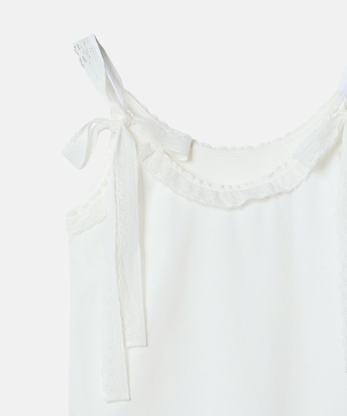 LE CIEL BLEU(ルシェルブルー)の「レースリボンキャミトップ / Lace Ribbon Cami Top(Tシャツ/カットソー・レディース・ブラック/オフホワイト/チャコールグレー・36)」の18枚目の写真