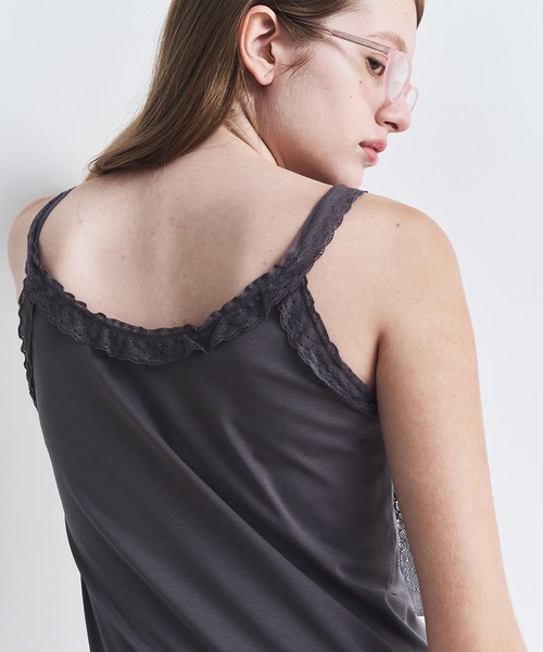LE CIEL BLEU(ルシェルブルー)の「レースリボンキャミトップ / Lace Ribbon Cami Top(Tシャツ/カットソー・レディース・ブラック/オフホワイト/チャコールグレー・36)」の6枚目の写真